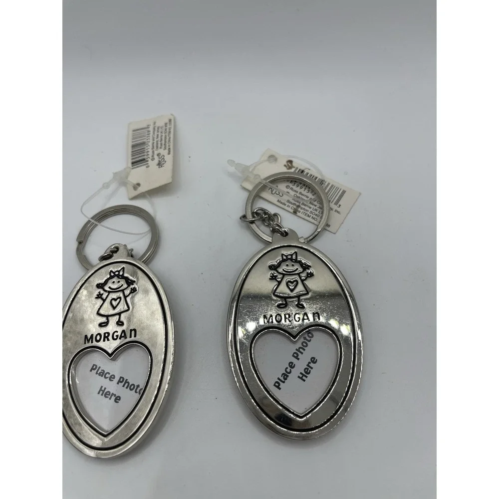 Russ Personalized Photo Keyring Morgan Silver Metal Key Chain Ring Set Of 2